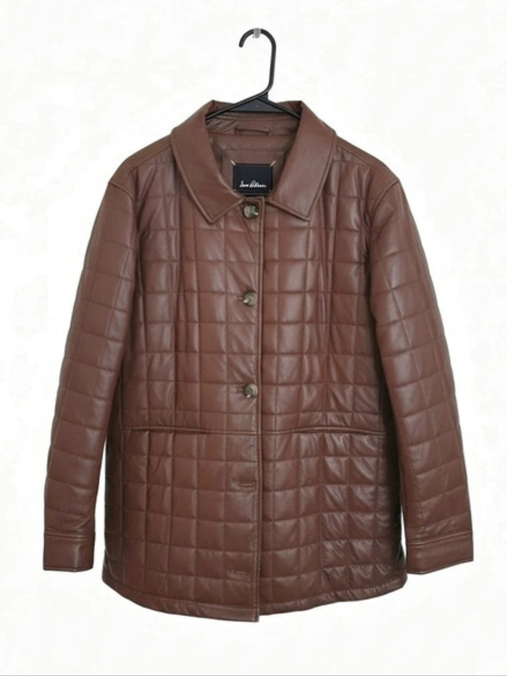 Sam Edelman Quilted Leather Jacket in Brown Size Large Like New